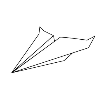 paper airplane flying icon, flat illustration on transparent background, outline