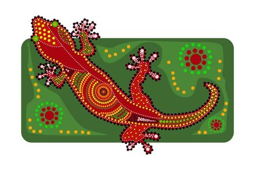 Decorative ethnic gecko lizard. Aboriginal tribal art craft. For flyer, poster, banner, placard, brochure. Stock vector illustration