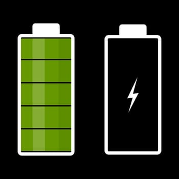 Illustration comparing full and low battery. Vector image.