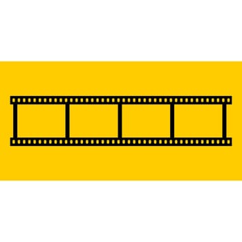 Film image. Black film on a yellow background. Vector illustration.
