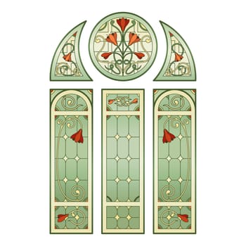 Gothic stained Glass church Windows.