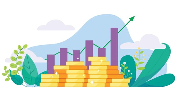Flat style concept illustration for big financial gains or profits.