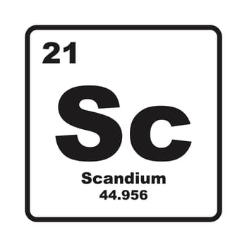 Scandium icon, chemical element in the periodic table.