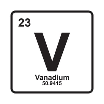 Vanadium icon, chemical element in the periodic table.