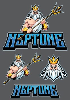 Mascot or logo illustration of the sea god Neptune.
