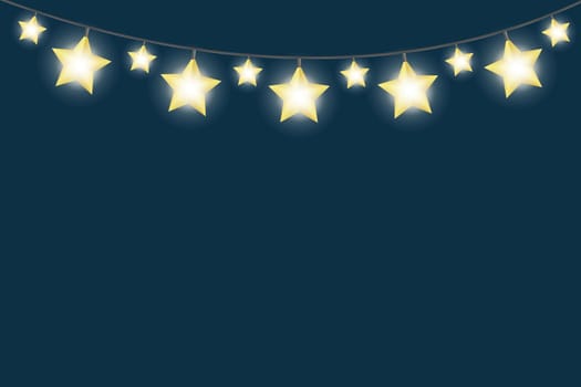 Garland of electric stars background with copy space. Vector design.