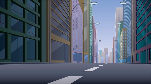 City street background illustration. Basic (linear) gradients used. No transparency. 
