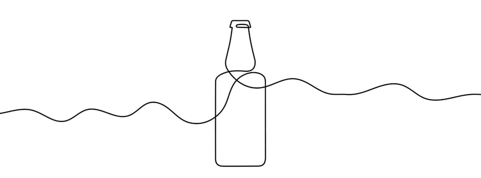 Continuous line drawing of bottle. One line drawing background. Vector illustration. Single line bottle icon.