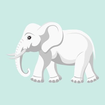 Cartoon Indian elephant side view. Large land mammal. The largest land animal. Herbivorous mammal with a trunk, tusks and large ears. Vector illustration.