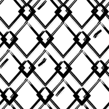 Grunge Rhombus seamless pattern with hand drawn Rhombus. Ornament for printing on fabric, cover and packaging. Simple black and white vector ornament isolated on white background