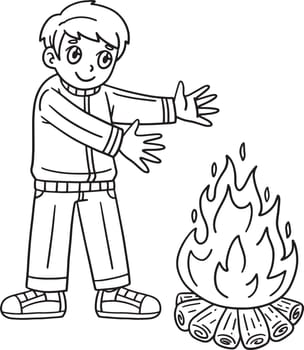 A cute and funny coloring page of a Camping Camper Warming Hands by the Fire. Provides hours of coloring fun for children. To color, this page is very easy. Suitable for little kids and toddlers.