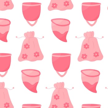 feminine hygiene menstrual cups blood bag flower pattern textile background