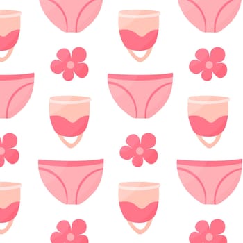 feminine hygiene menstrual cups briefs flower pattern textile background