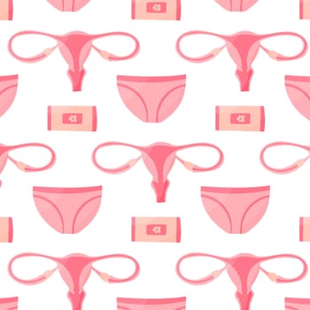 feminine hygiene uterus menstrual panties wet wipes pattern textile background