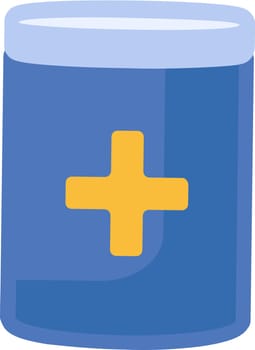 Hazardous waste pollution. Blue first aid kit with medicines icon. Toxic Explosive Materials. Hazardous waste separation problem. Element for infographics design. Simple flat vector isolated on white