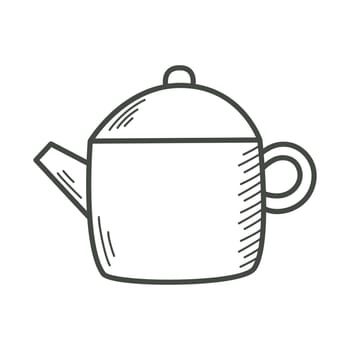 Glass teapot doodle sketch style clip art. Tea kettle, simple isolated vector illustration. Kitchen utensil item ink outline