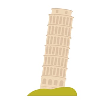 Leaning tower of Pisa. Italian famous attraction, italian architecture cartoon vector illustration