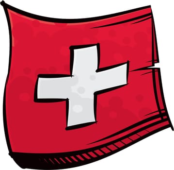 Swiss Confederation national flag created in graffiti paint style