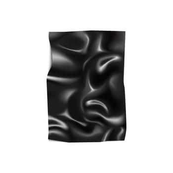 Black latex wrinkled shiny fabric, 3D cloth with wrinkles and creases on surface vector illustration