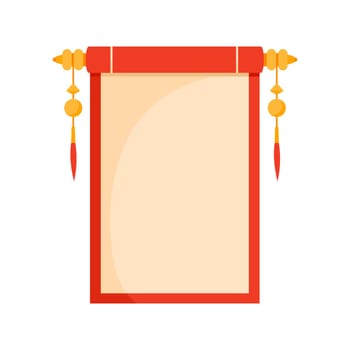 Chinese scroll paper frame. Oriental asian scroll paper, japanese culture cartoon vector illustration