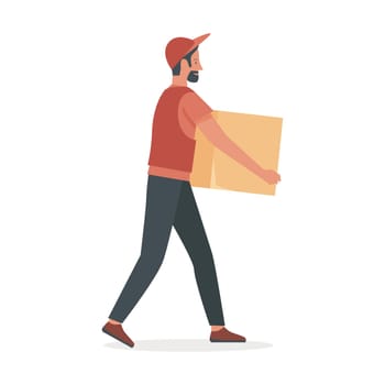 Courier carrying box package. Delivery man, express delivery service cartoon vector illustration