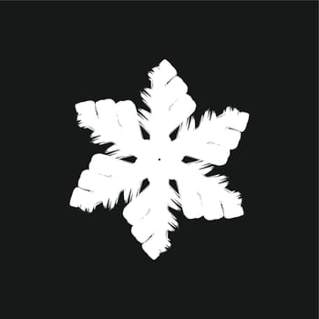 Simple brush stroke snowflake lace for your design. Single grunge isolated christmas artistic template. EPS10 vector.