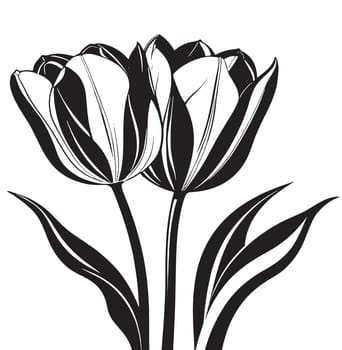 Tulips on a white background. Black and white illustration.Black and white tulips on a white background. Vector illustration.tulip flower black silhouette on white background vector illustration graphic design.