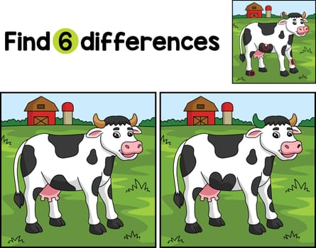 Find or spot the differences on this Cow Animal Kids activity page. A funny and educational puzzle-matching game for children.