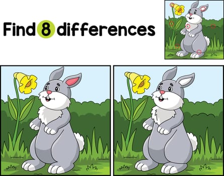 Find or spot the differences on this Rabbit Animal kids activity page. A funny and educational puzzle-matching game for children.