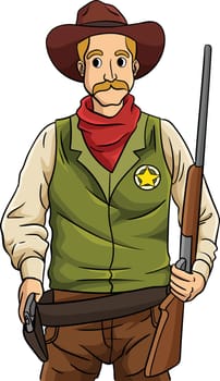 This cartoon clipart shows a Cowboy Sheriff illustration.