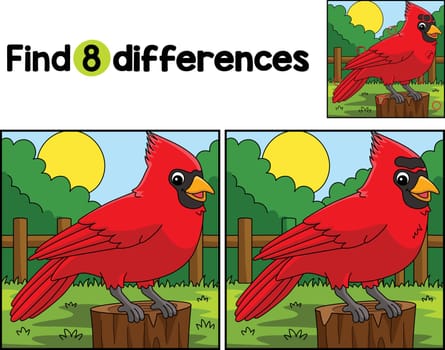 Find or spot the differences on this Cardinal Animal Kids activity page. A funny and educational puzzle-matching game for children.