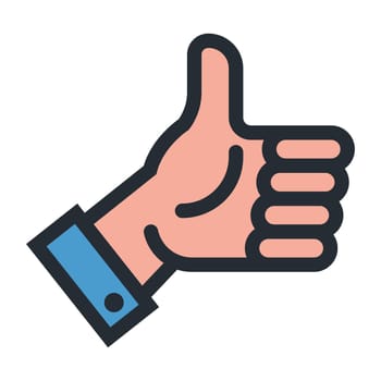 linear like icon. the hand gives a thumbs up. flat vector illustration.