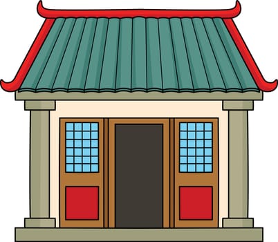 This cartoon clipart shows a Chinese Temple illustration.