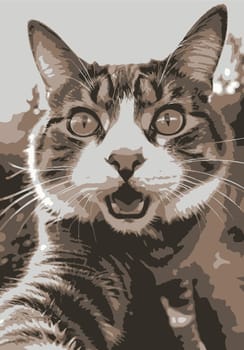 Portrait of a cat .Cute cat taking selfie. Outdoor.Animal theme.Vector illustration.