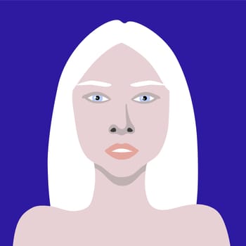 Young albino woman with European appearance in a minimalist style vector