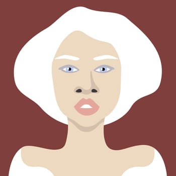 Young albino african american woman in minimalistic style