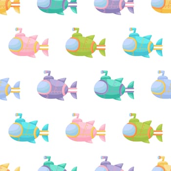 Cute children's seamless pattern with submarines. Creative kids texture for fabric, wrapping, textile, wallpaper, apparel. Vector illustration.