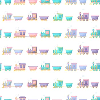 Cute children's seamless pattern with trains. Creative kids texture for fabric, wrapping, textile, wallpaper, apparel. Vector illustration.