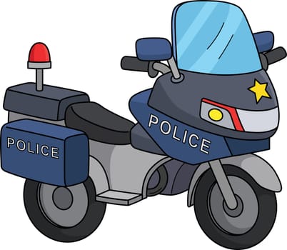 This cartoon clipart shows a Police Motorcycle illustration.