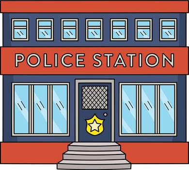 This cartoon clipart shows a Police Station illustration.