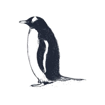 Penguin vector illustration. Penguin hand drawing vintage engraving