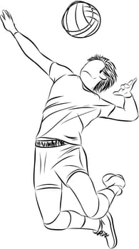Sketch illustration of Male volleyball player in action