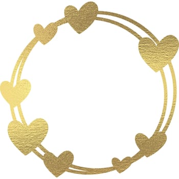 golden heart with transparent background. Gold foil texture.