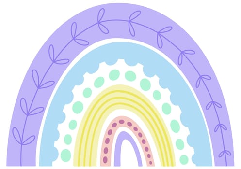 Boho rainbow in pastel with transparent background
