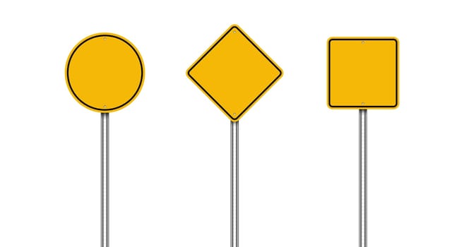 Yellow street road sign boards. roadsigns isolated. Vector illustration