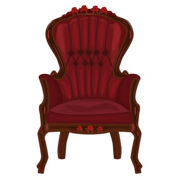 Retro chair or couch for rest and relax. Part of interior of living room or office. Front view. Stock vector illustration