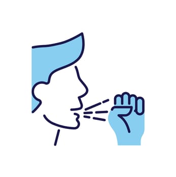 Cough related vector icon. Man coughs into a fist. Cough sign. Isolated on white background. Editable vector illustration