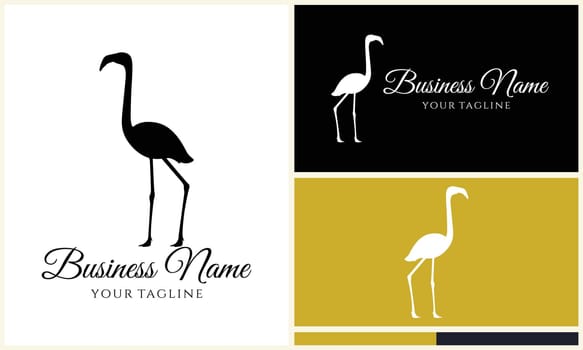 silhouette stork flamingo logo template