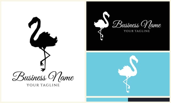 silhouette stork flamingo logo template