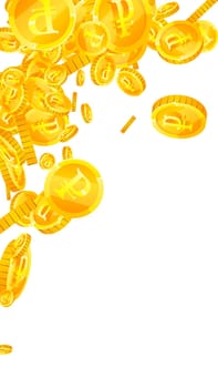 Russian ruble coins falling. Scattered gold RUB coins. Russia money. Jackpot wealth or success concept. Vector illustration.